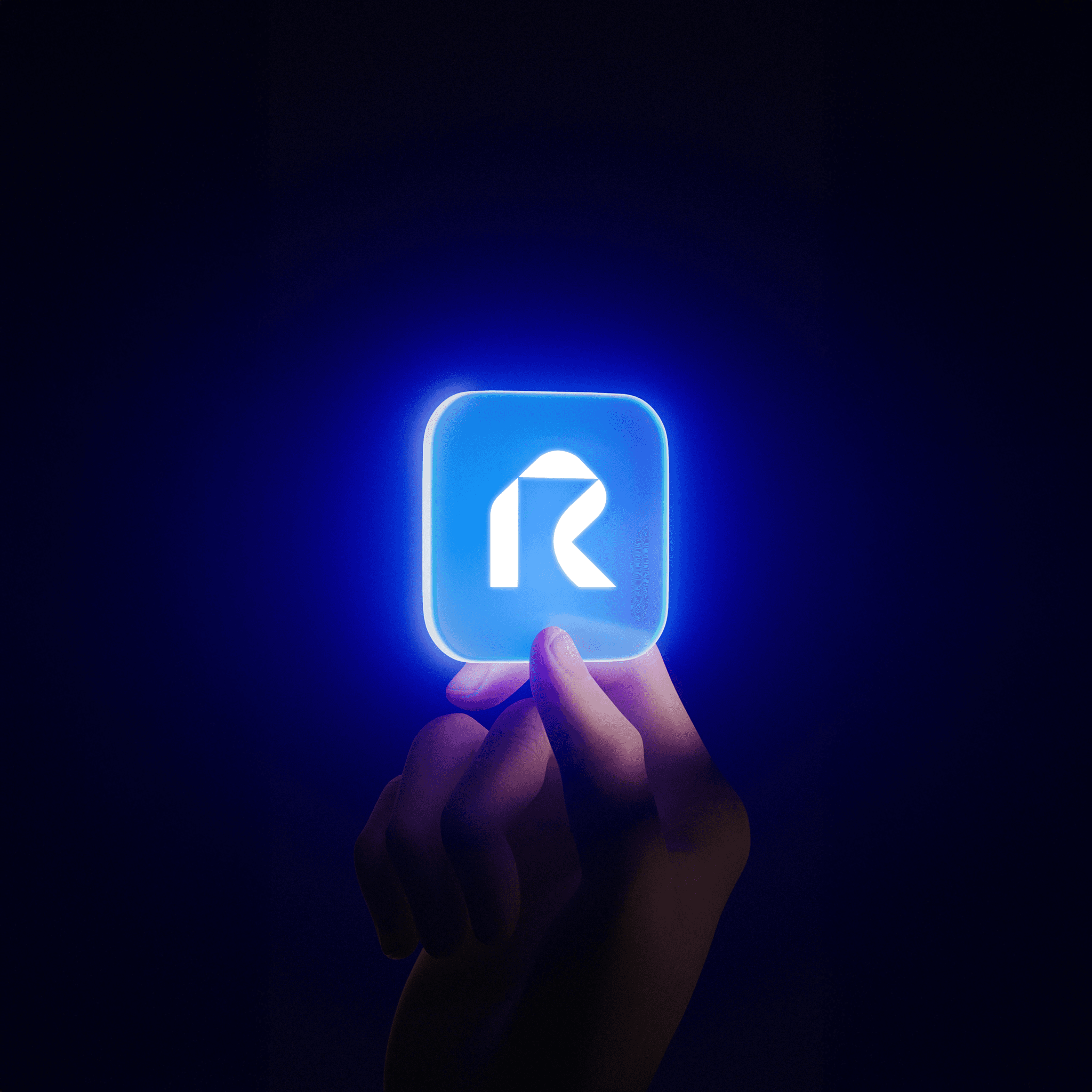 A hand holding a glowing Raylight app icon