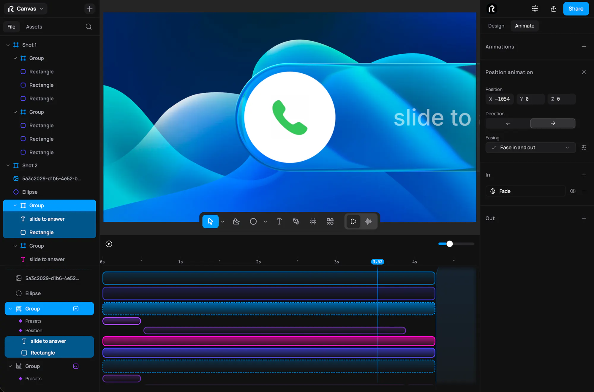 Raylight timeline with animation blocks